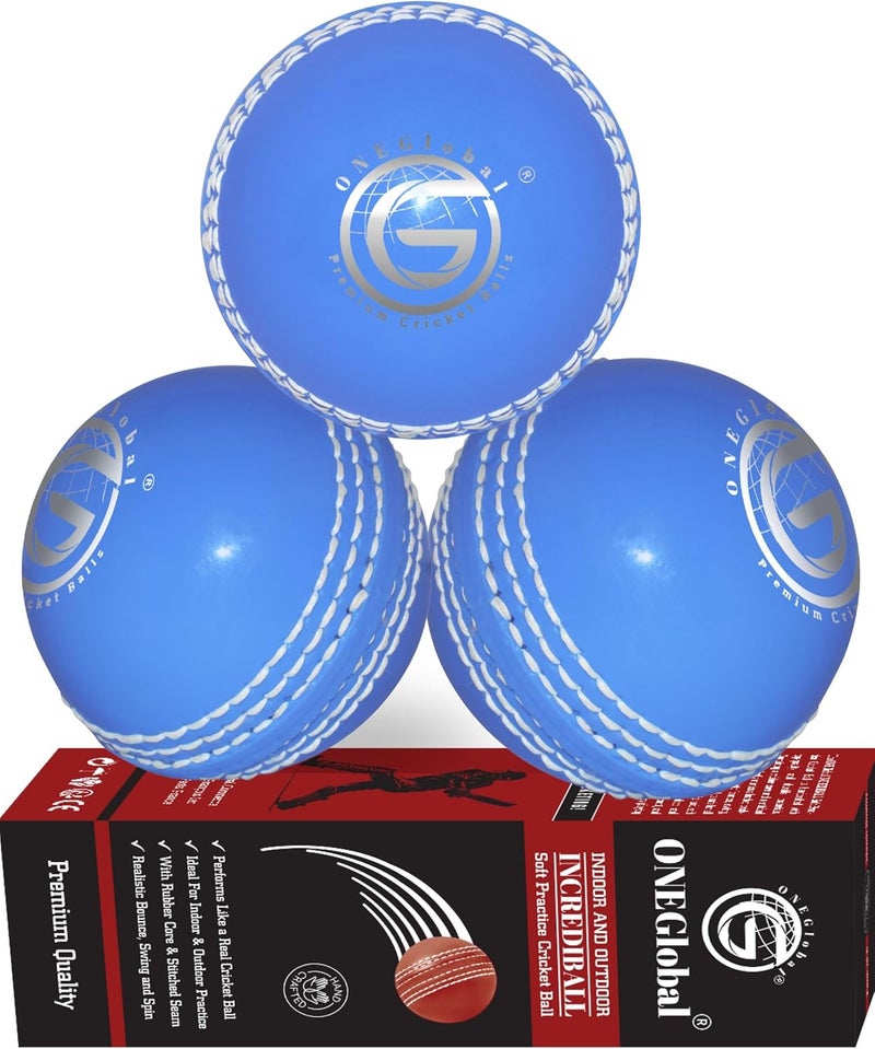 ONEGlobal Soft Rubber Cricket Ball for Practice | Outdoor & Indoor Practice Cricket Ball with Core & Stitched Seam | Realistic Feel, True Bounce & Swing for Practice, Honing Skills & Family Fun - Image 1